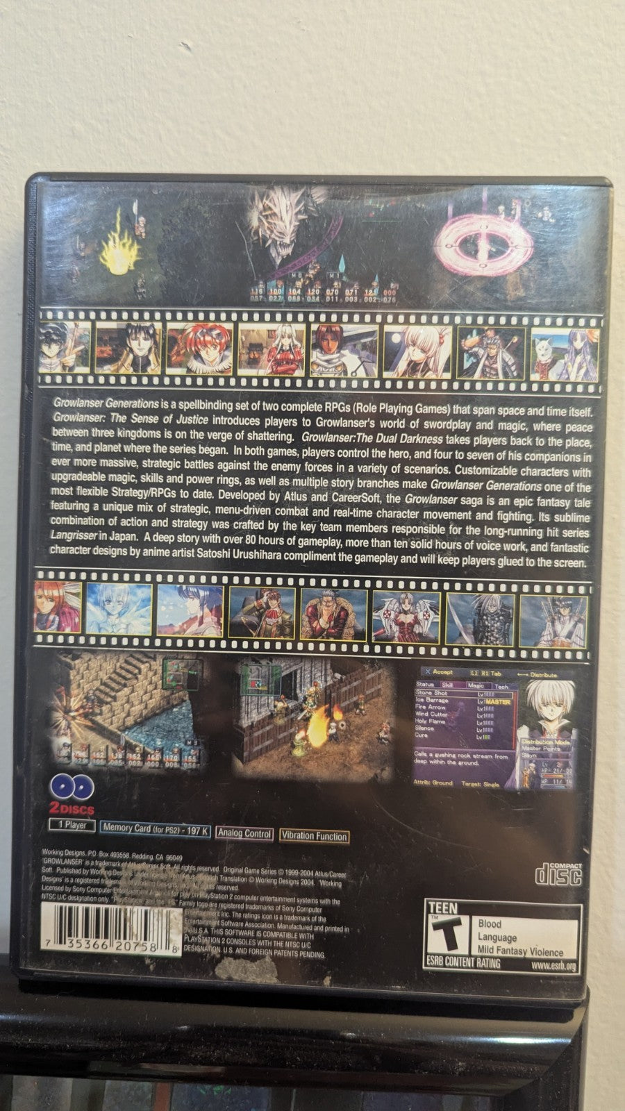Growlanser: Generations Sony PlayStation 2 PS2, 2004 includes both CDs and book.