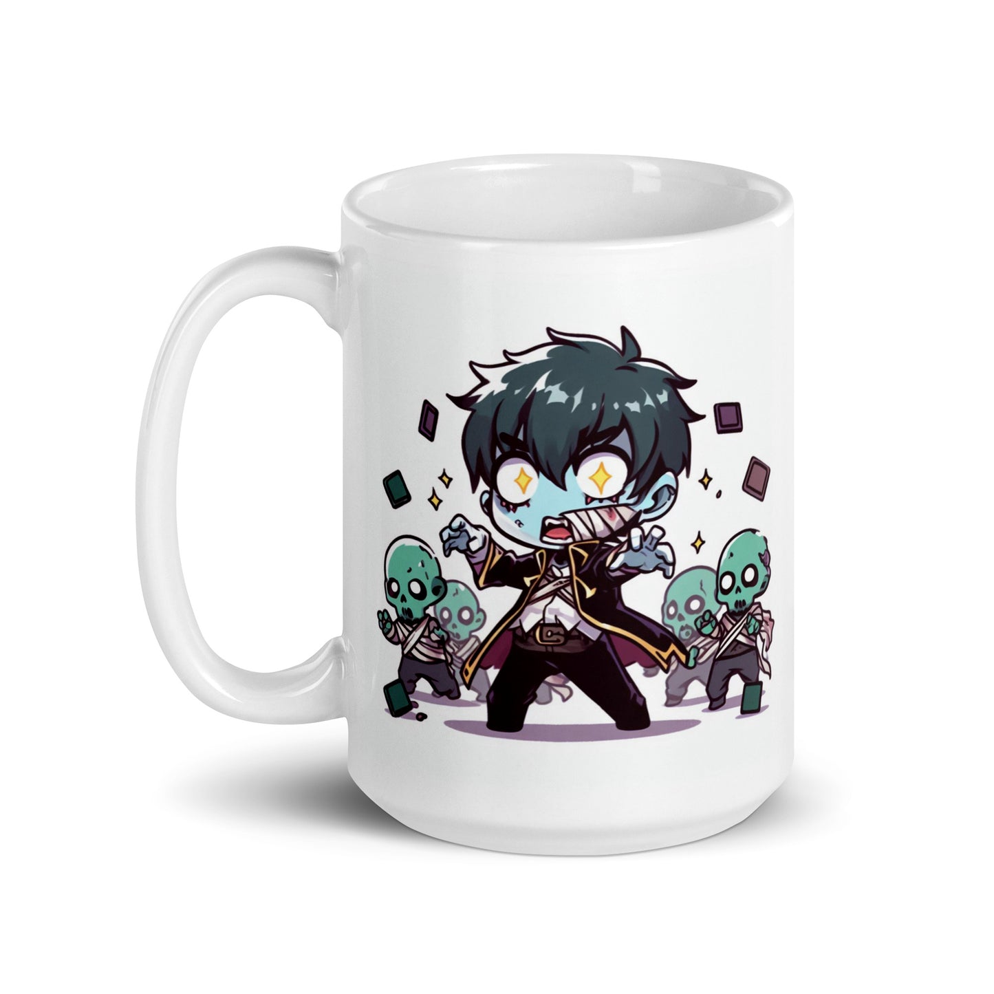White Glossy Mug - Purple Necromancer plus Zombie