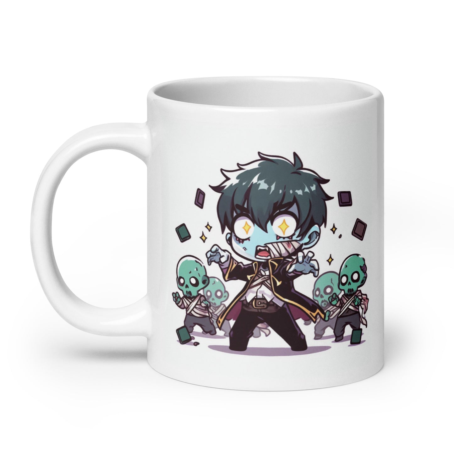 White Glossy Mug - Purple Necromancer plus Zombie