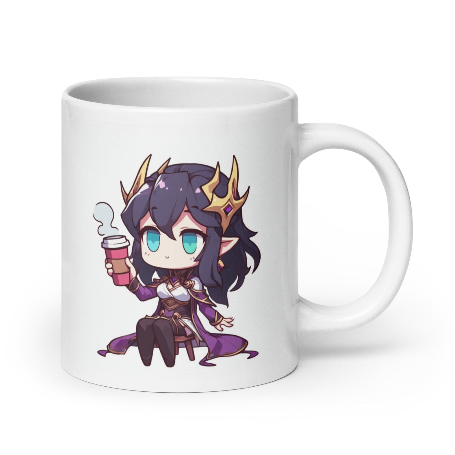 White Glossy Mug - Purple Necromancer plus Zombie