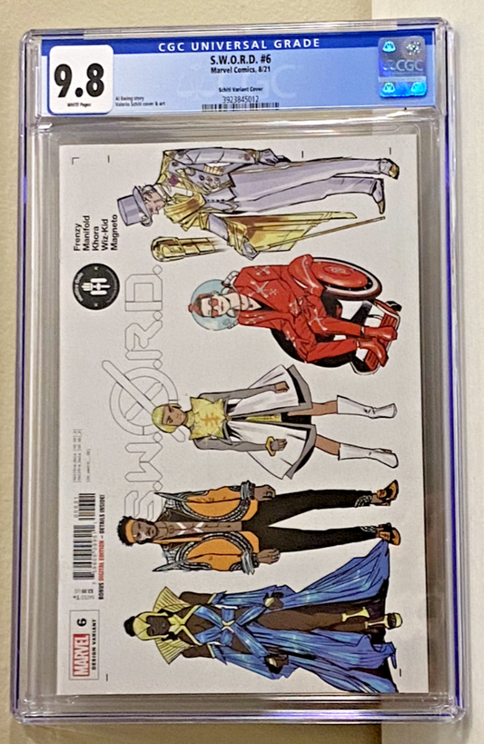 S.W.O.R.D.   #6 CGC 9.8 SCHITI CHARACTER DESIGN VARIANT MARVEL XMEN, White Pages
