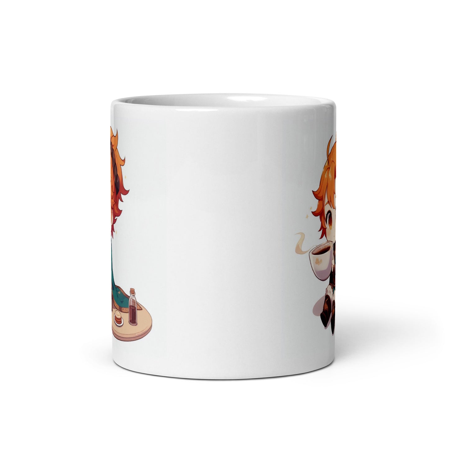 White Glossy Mug - Red Pyromancer Hot Coffee