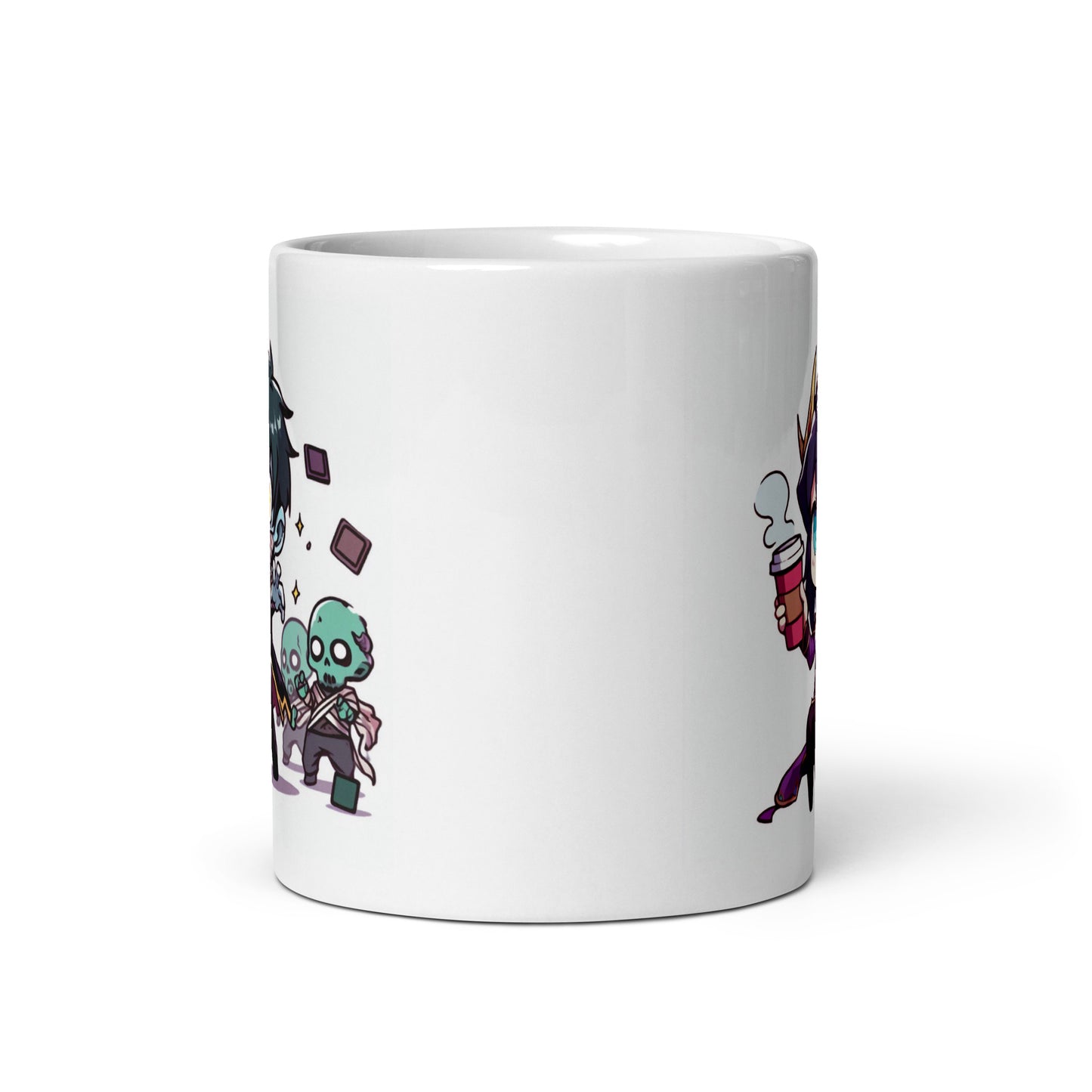 White Glossy Mug  - Purple Necromancer plus Zombie