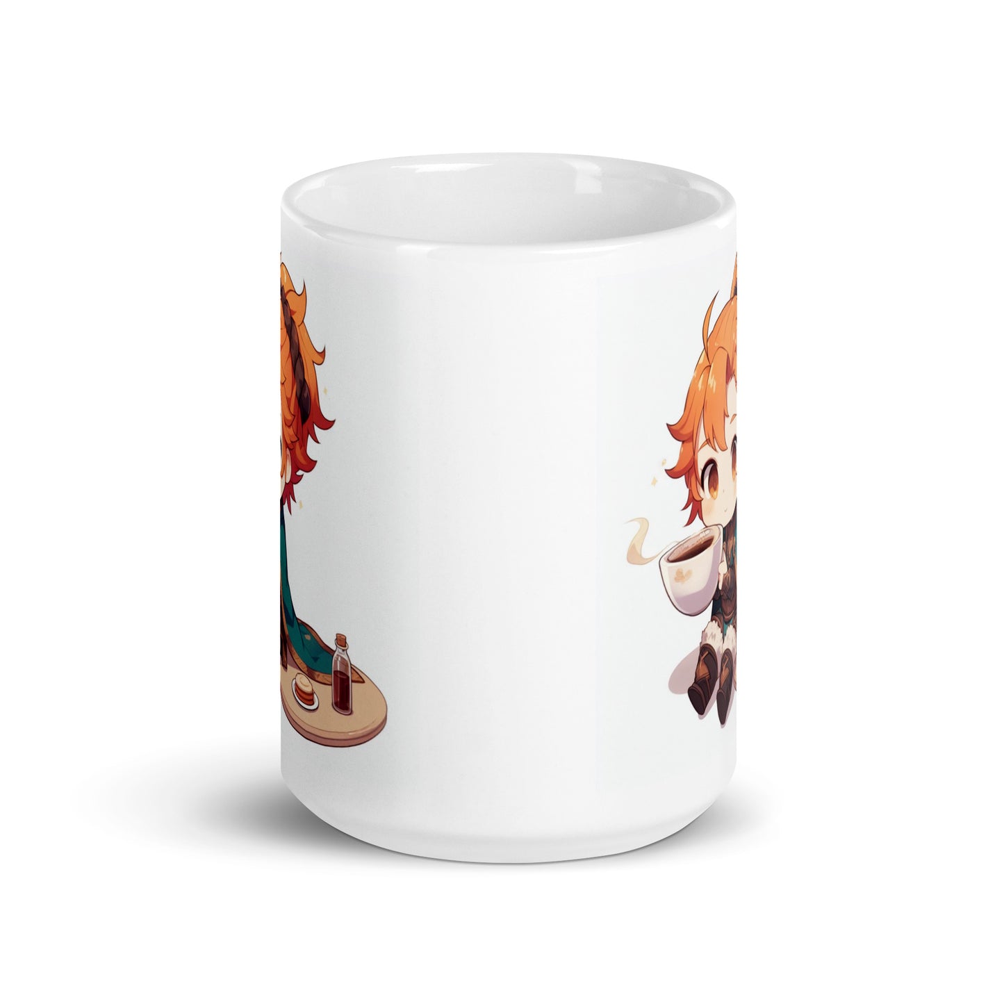 White Glossy Mug - Red Pyromancer Hot Coffee