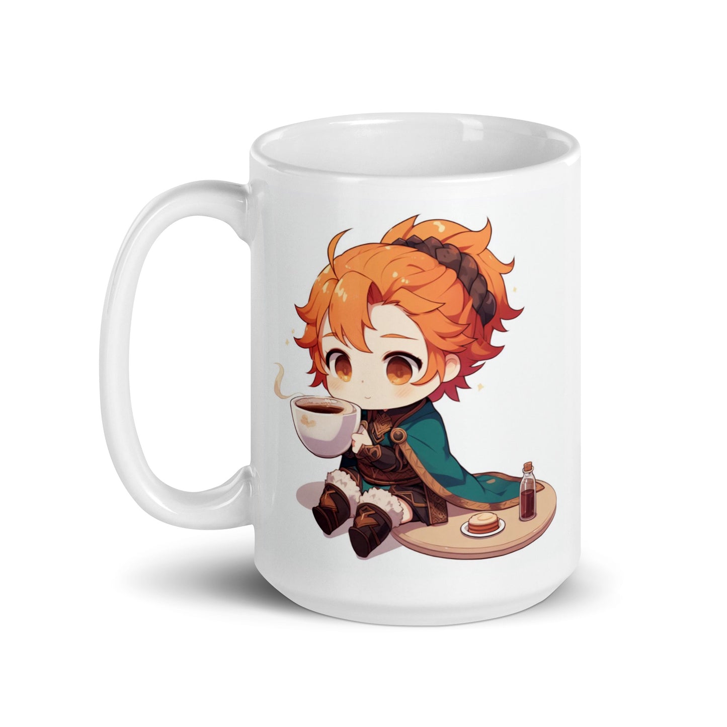 White Glossy Mug - Red Pyromancer Hot Coffee