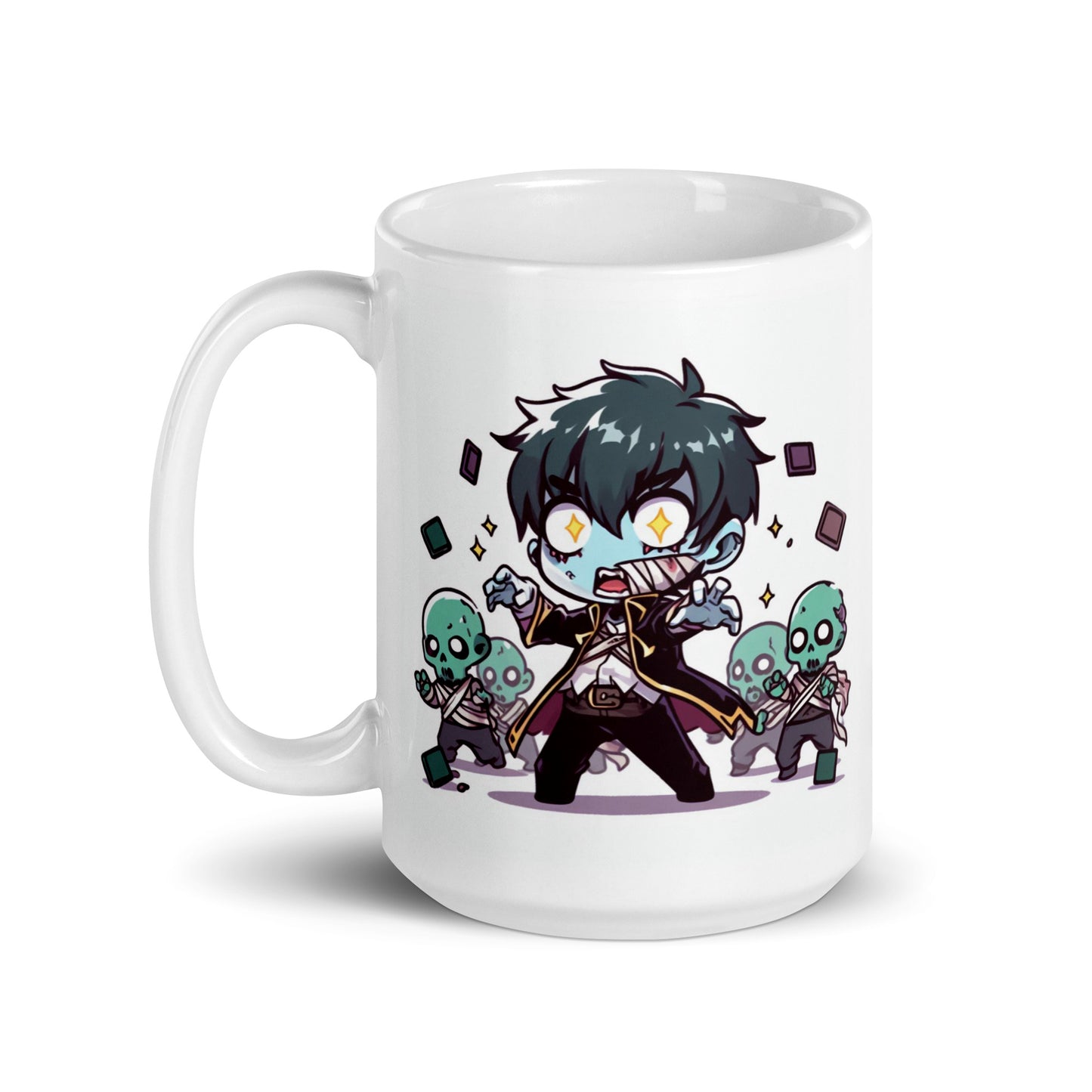 White Glossy Mug  - Purple Necromancer plus Zombie