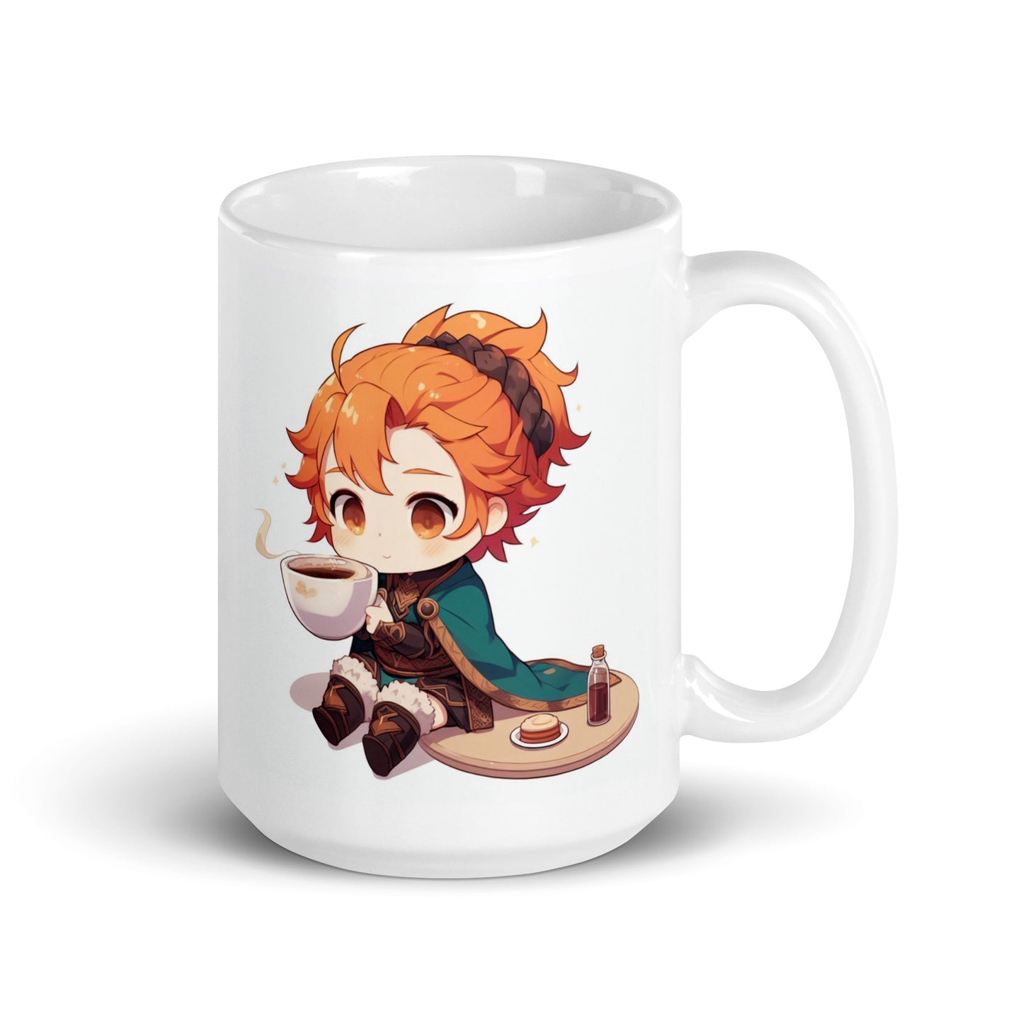 White Glossy Mug - Red Pyromancer Hot Coffee