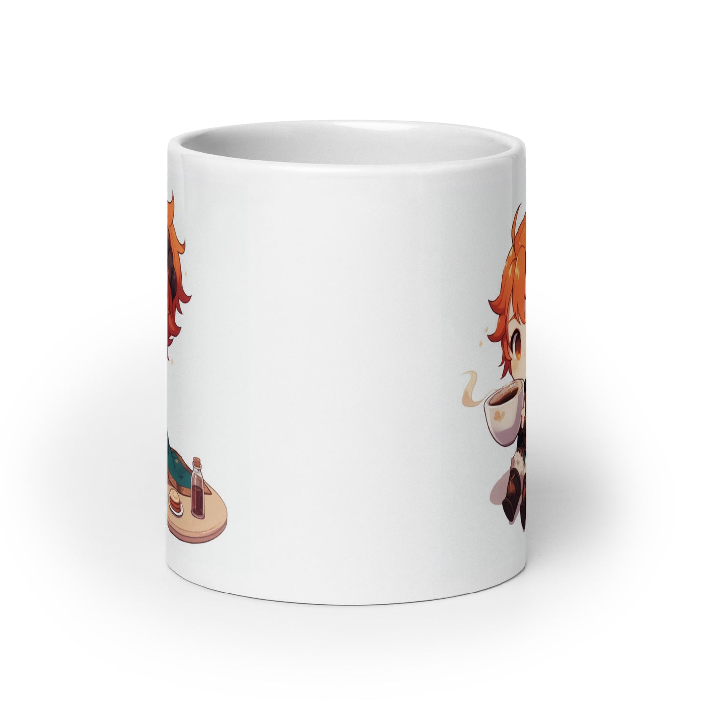 White Glossy Mug - Red Pyromancer Hot Coffee