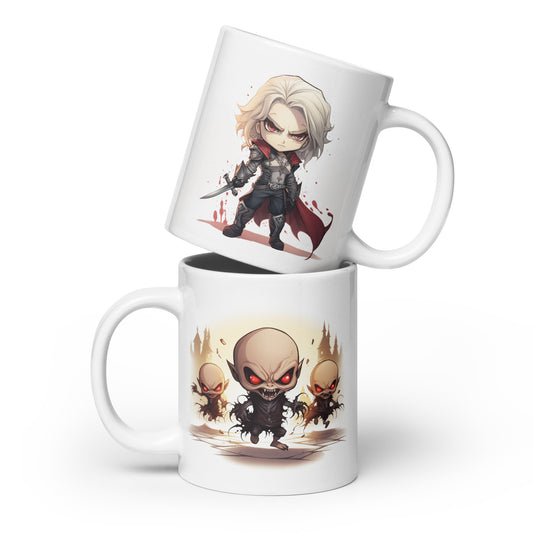 White Glossy Mug - Sangromancer Swordsman plus Vampire Horde