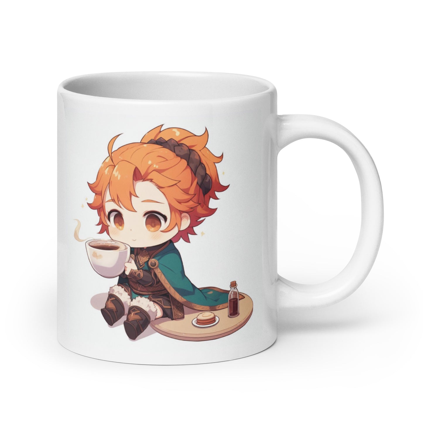 White Glossy Mug - Red Pyromancer Hot Coffee