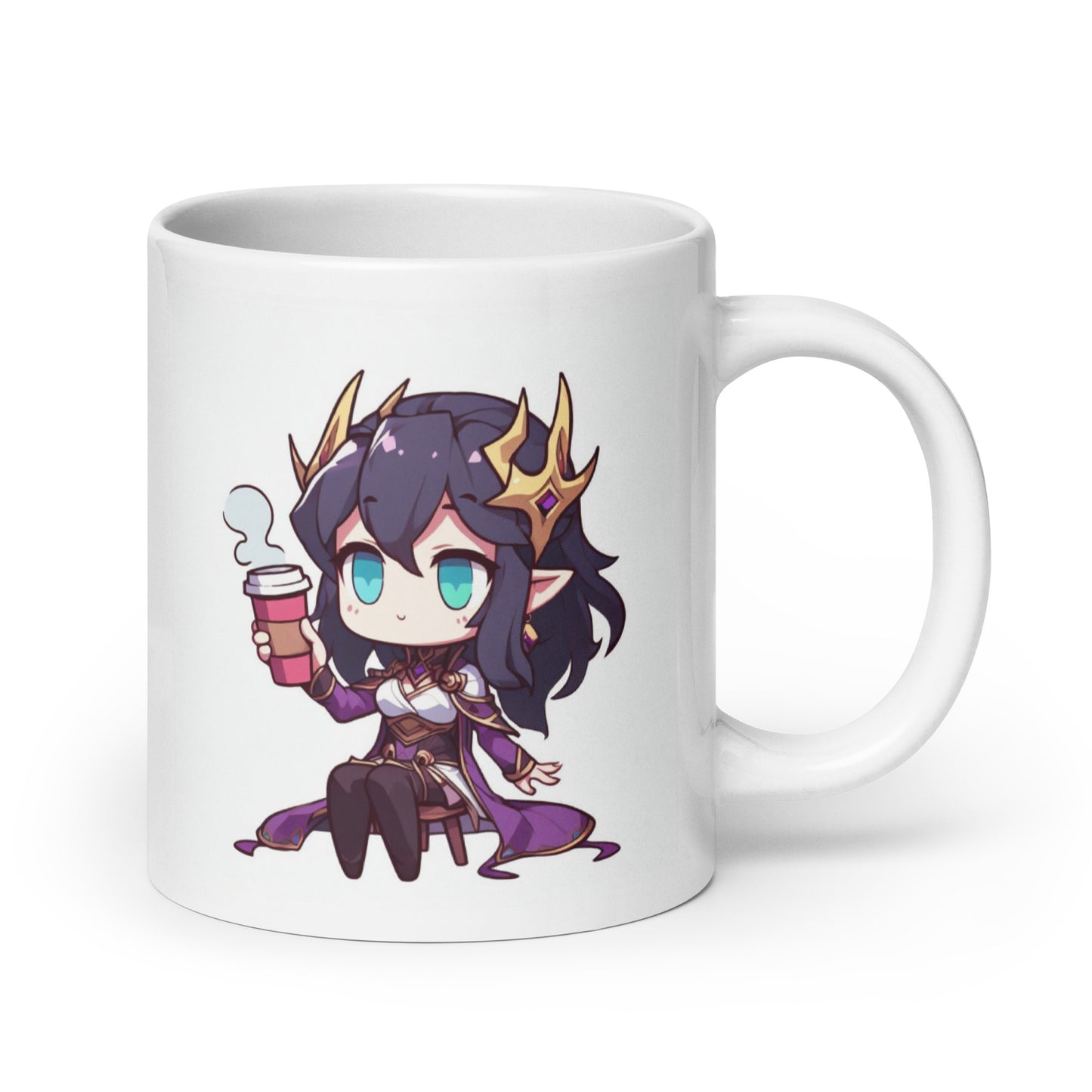 White Glossy Mug  - Purple Necromancer plus Zombie